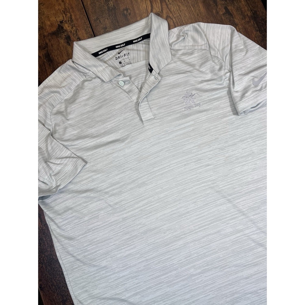Nike Golf Polo Shirt Men's Large Gray Dri Fit Poipu Bay Course Embroidered